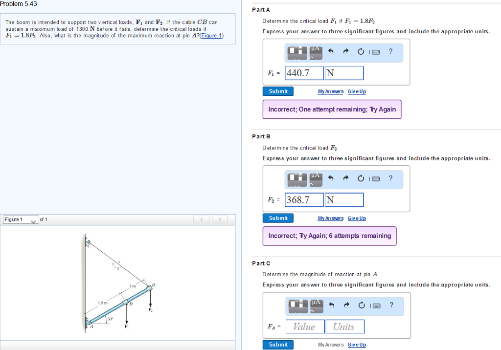 Solved The boom is intended to support two vertical loads, | Chegg.com