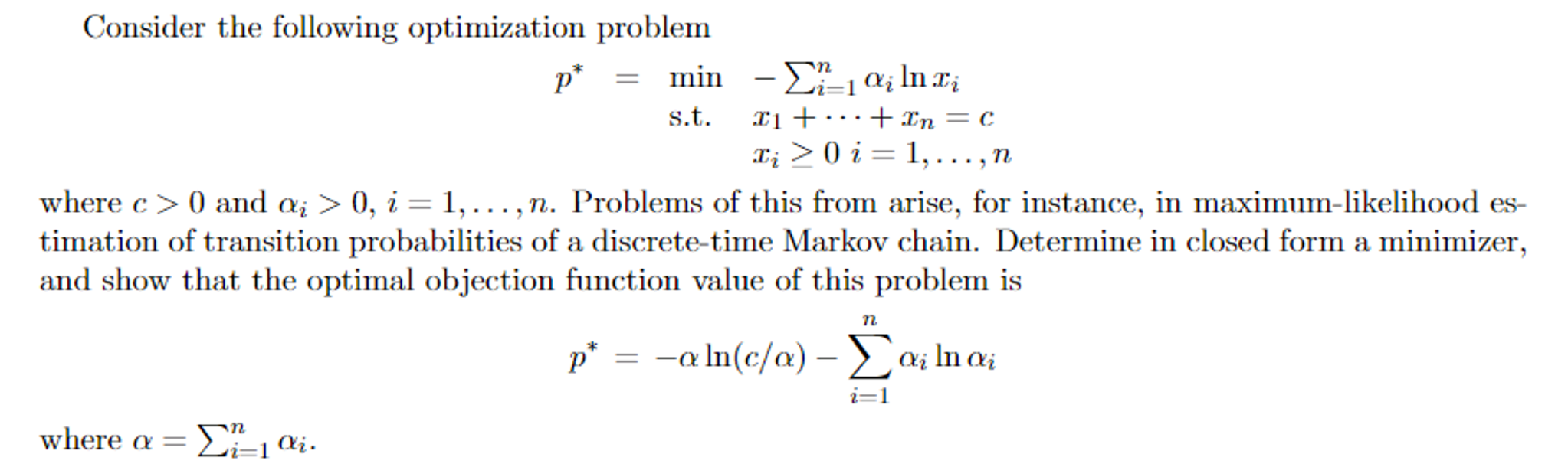 Consider The Following Optimization Problem Where C | Chegg.com