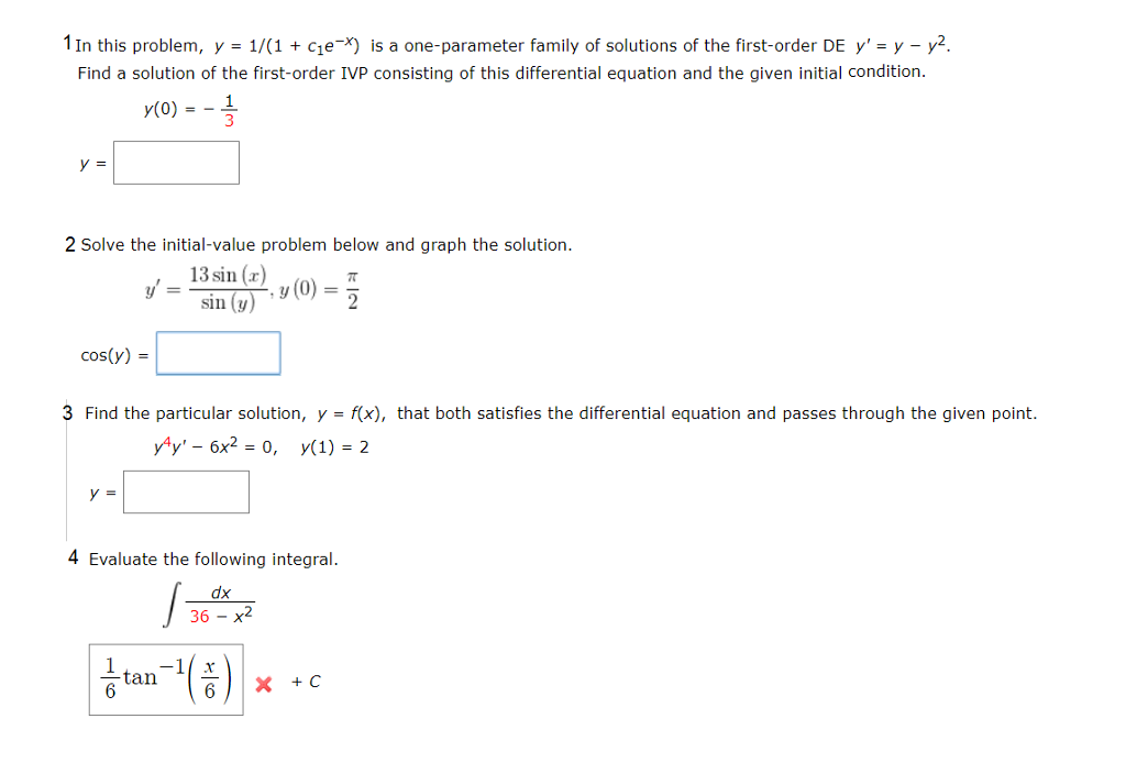 Solved 1 In this problem, y = 1/(1 + cle-x) is a | Chegg.com