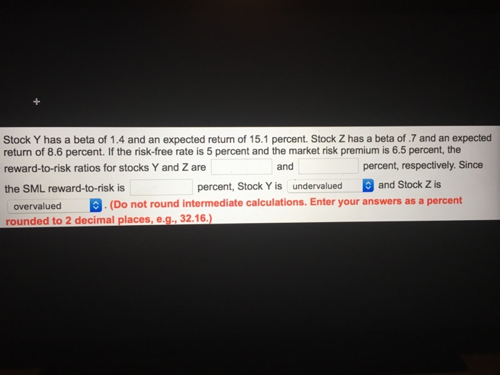 Solved Stock Y has a beta of 1.4 and an expected return of