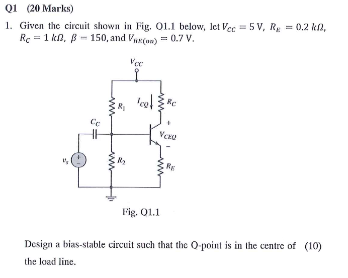 Solved Q1 (20 Marks) 1. Given The Circuit Shown In Fig. Q1.1 | Chegg.com