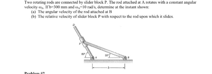 Solved Two rotating rods are connected by slider block P. | Chegg.com