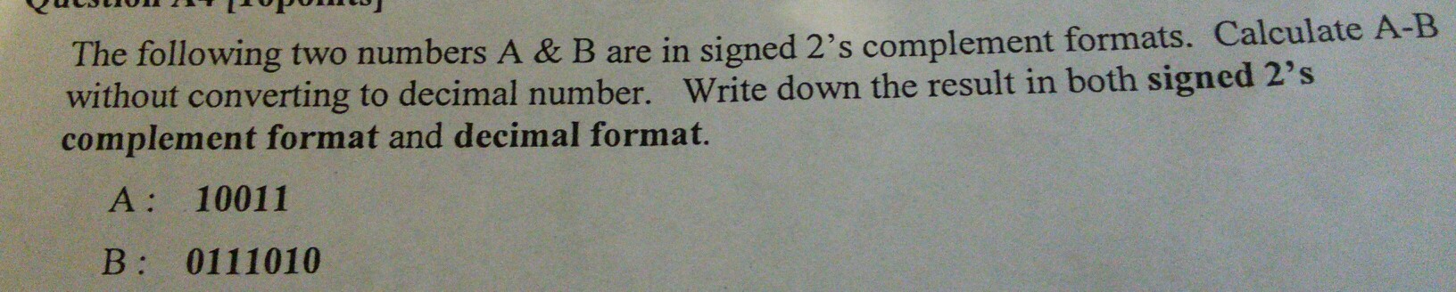 Solved Calculate A-B The Following Two Numbers A & B Are In | Chegg.com