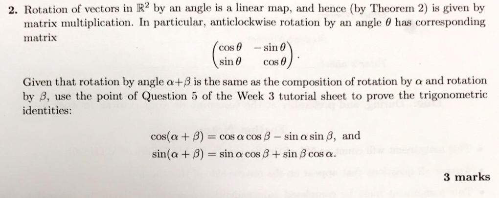 Solved 2. Rotation of vectors in R2 by an angle is a linear | Chegg.com
