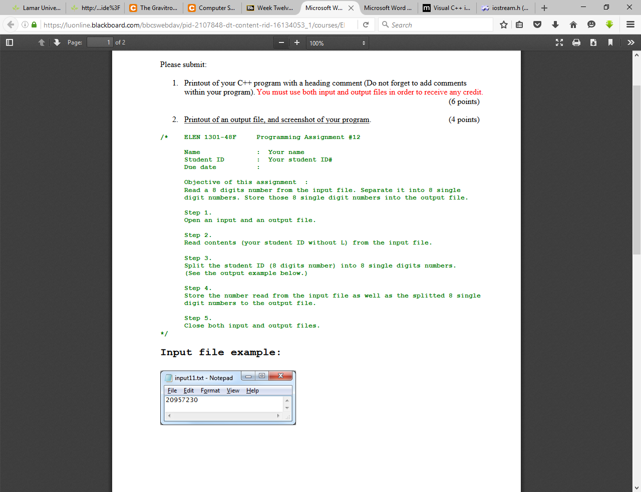 Solved Printout of your C++ program with a heading comment | Chegg.com