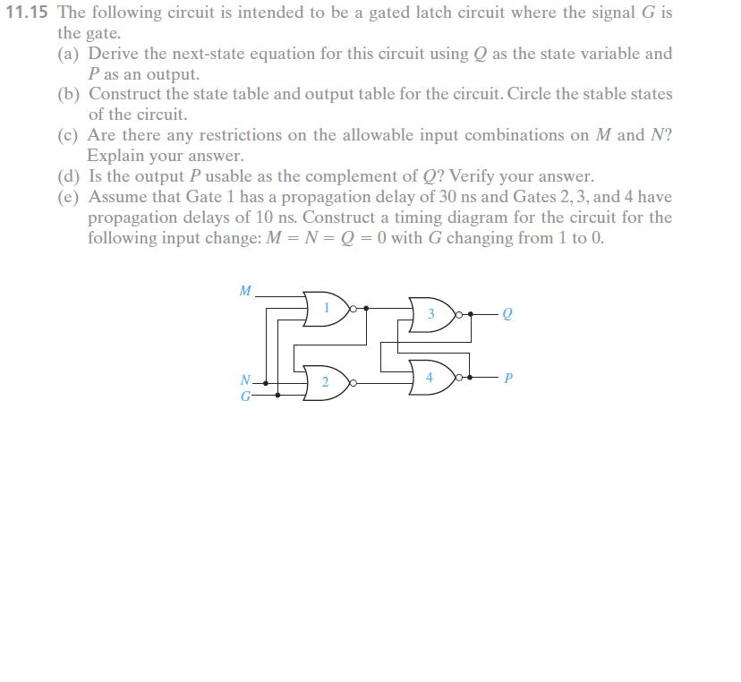 Solved 11.15 The following circuit is intended to be a | Chegg.com