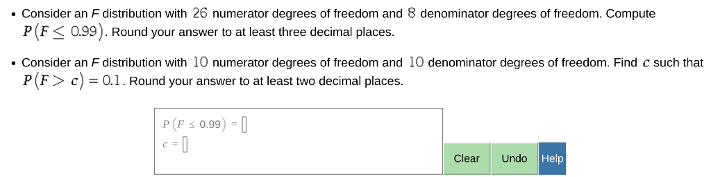 Solved Consider an F distribution with 26 numerator degrees | Chegg.com