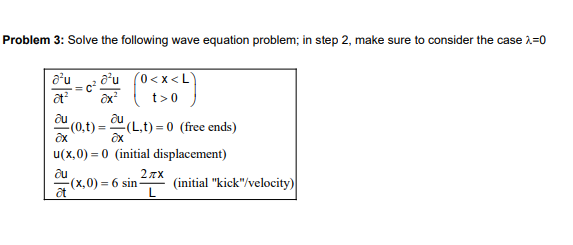 Solved Problem 3: Solve the following wave equation problem, | Chegg.com