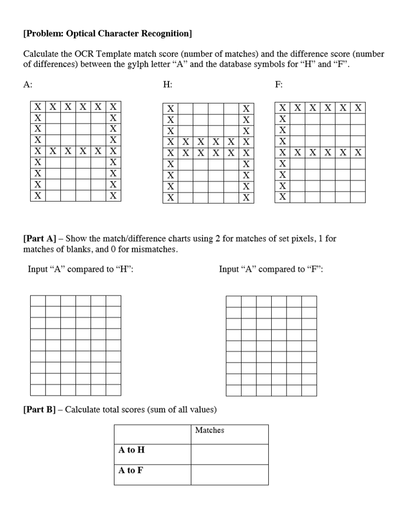 Solved [Problem: Optical Character Recognition] Calculate | Chegg.com