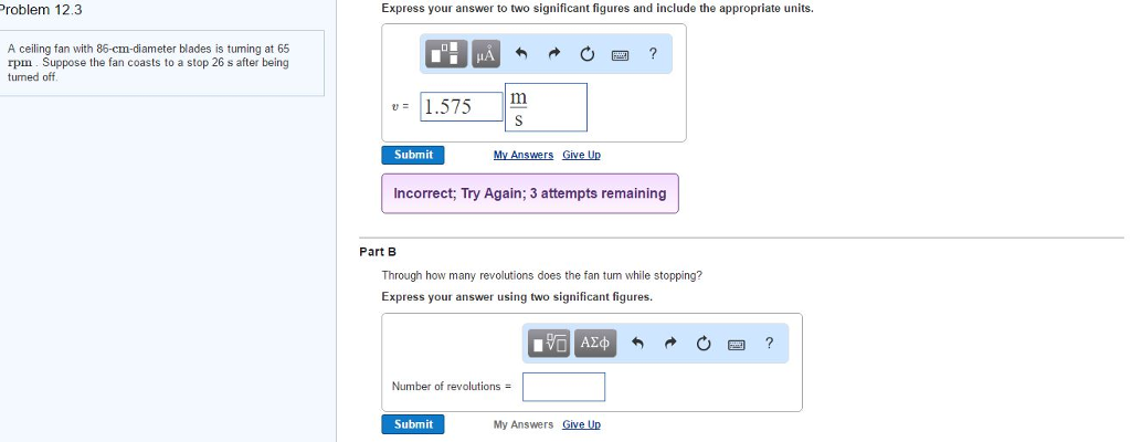 Solved A ceiling fan with 86-cm-diameter blades is turning | Chegg.com
