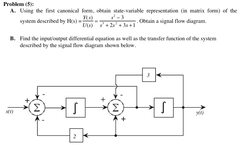 Solved Problem (5): A. Using the first canonical form, | Chegg.com