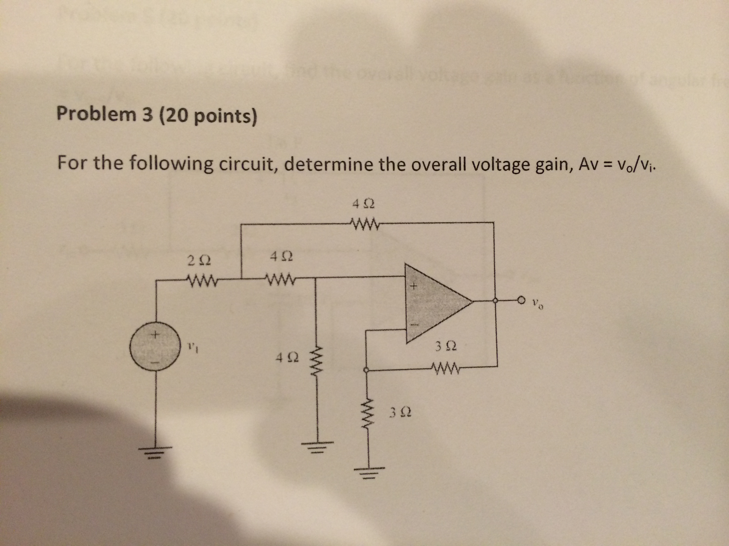 Solved For the following circuit, determine the overall | Chegg.com