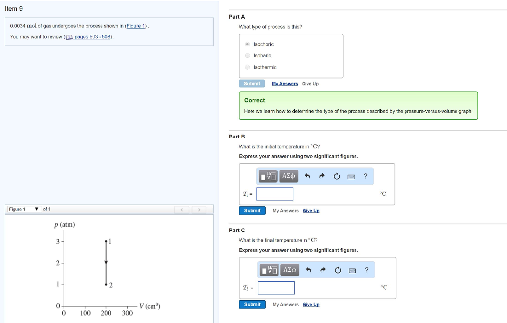 Solved Item 9 Part A 0.0034 mol of gas undergoes the process | Chegg.com