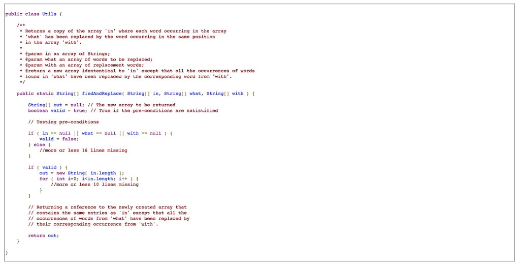 Solved Complete the implementation of the (static) class | Chegg.com