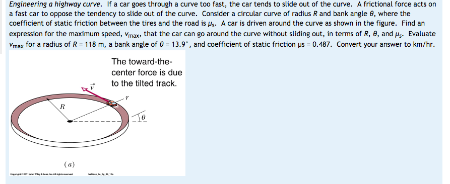 Solved Engineering a highway curve. If a car goes through a | Chegg.com