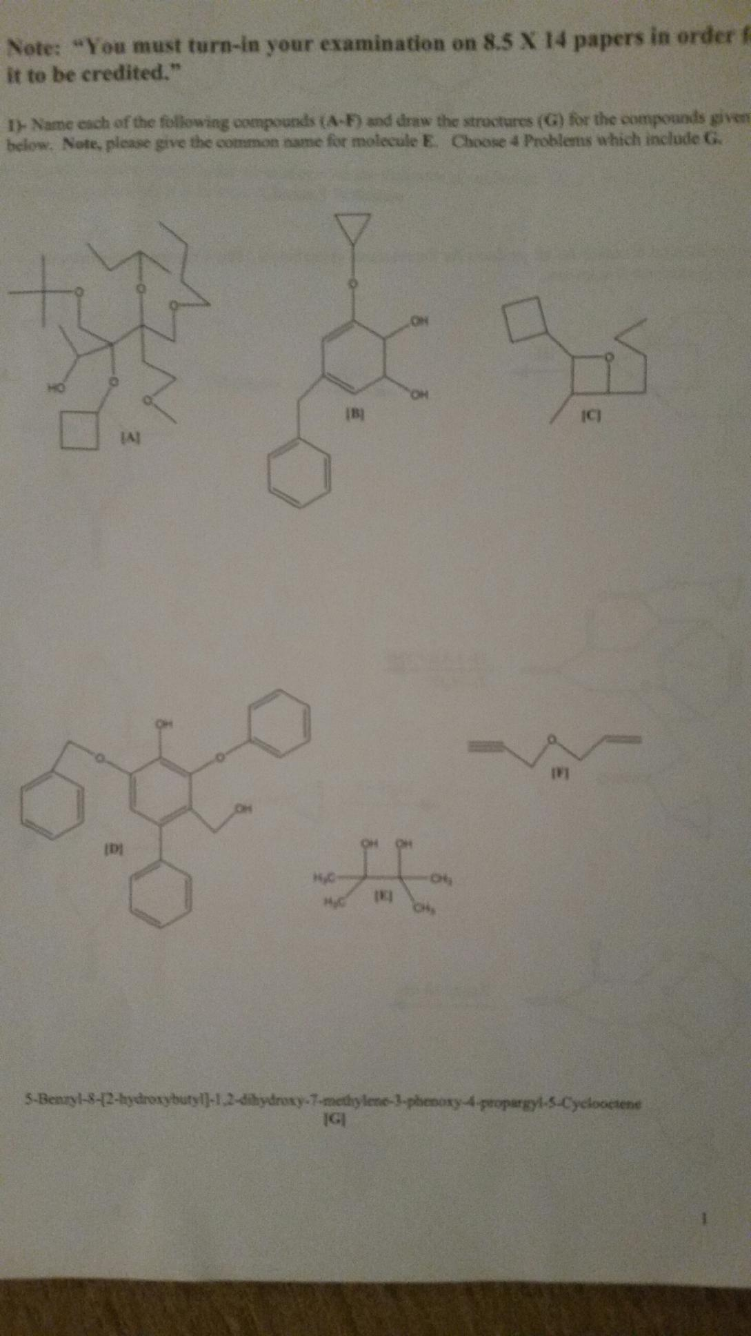 Solved Name each of the following compounds (A-F) and draw | Chegg.com