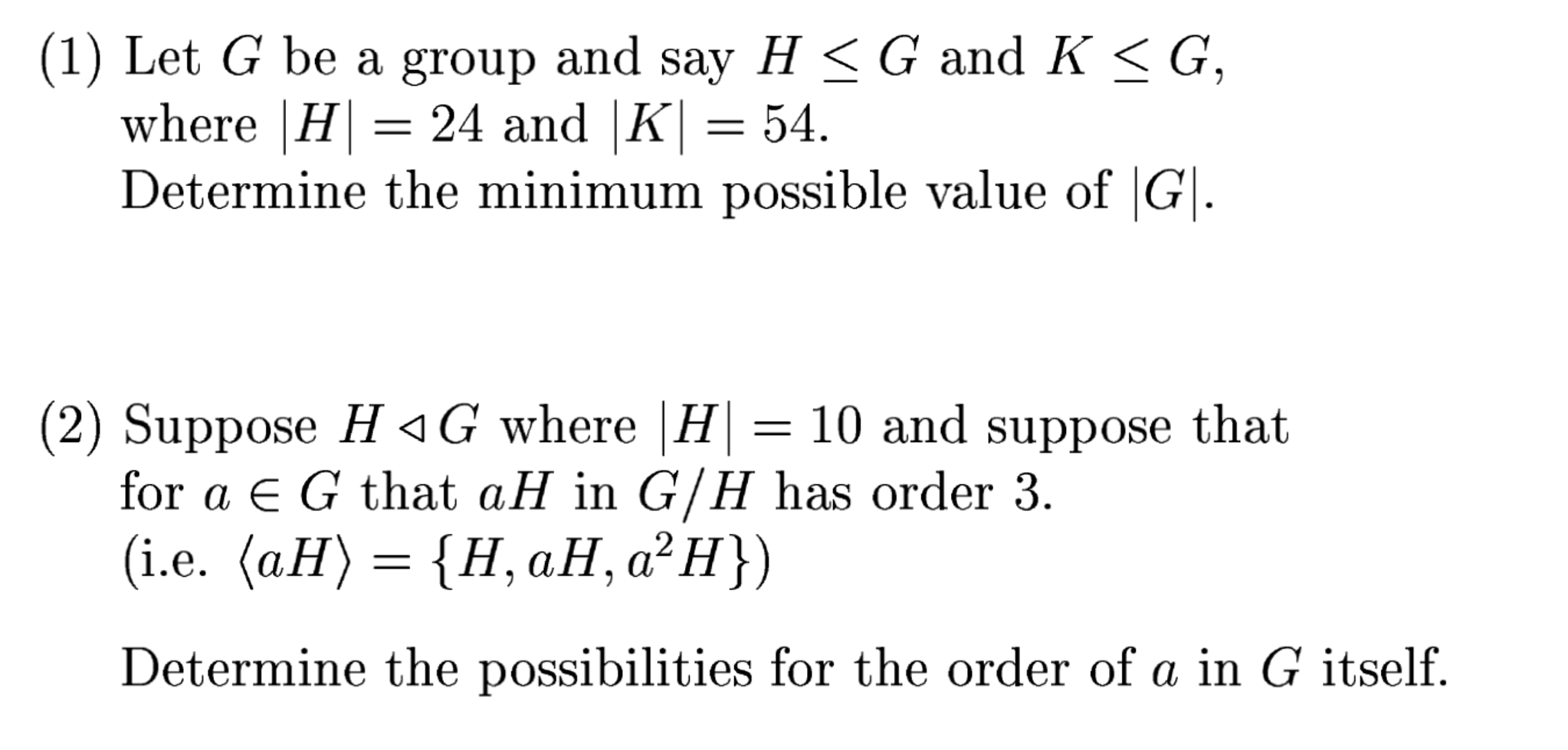 Solved Let G Be A Group And Say H Lessthanorequalto G And K | Chegg.com