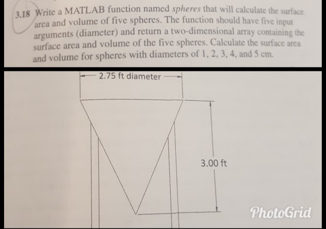 Solved rite a MATLAB function named spheres that will | Chegg.com