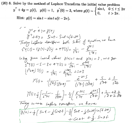 Solved Solve by the method of Laplace Transform the initial | Chegg.com