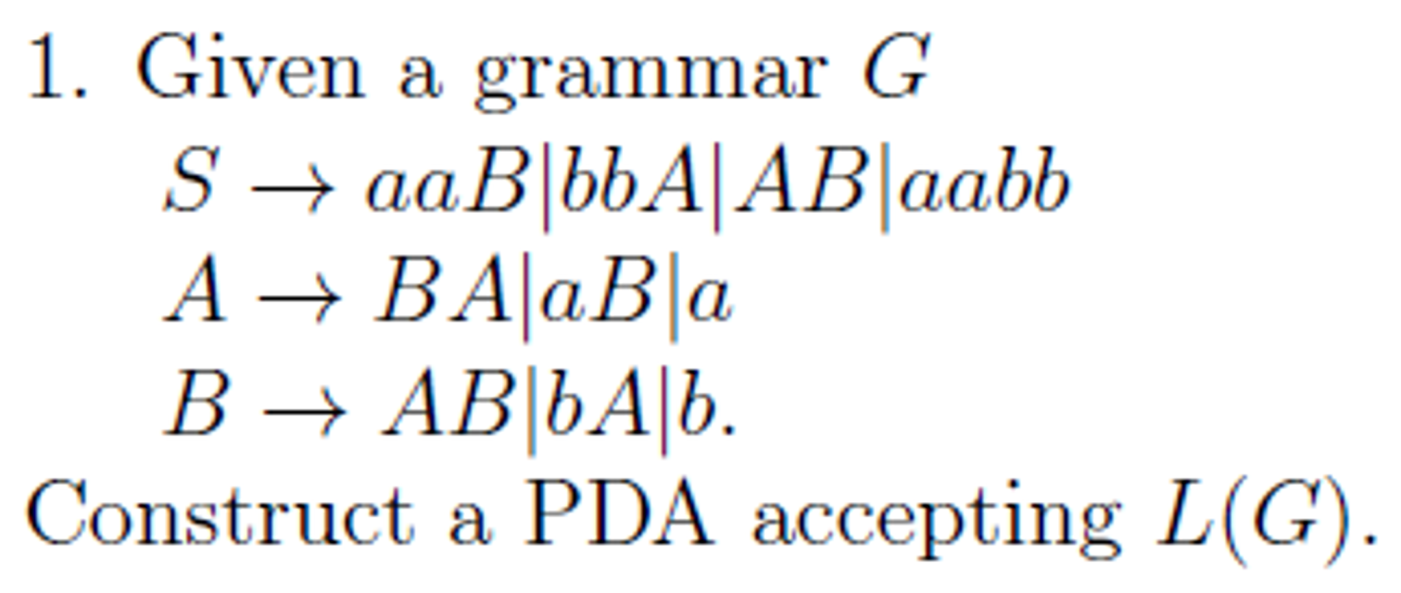 Given a grammar G S rightarrow aaB | bbA|AB| aabb A | Chegg.com