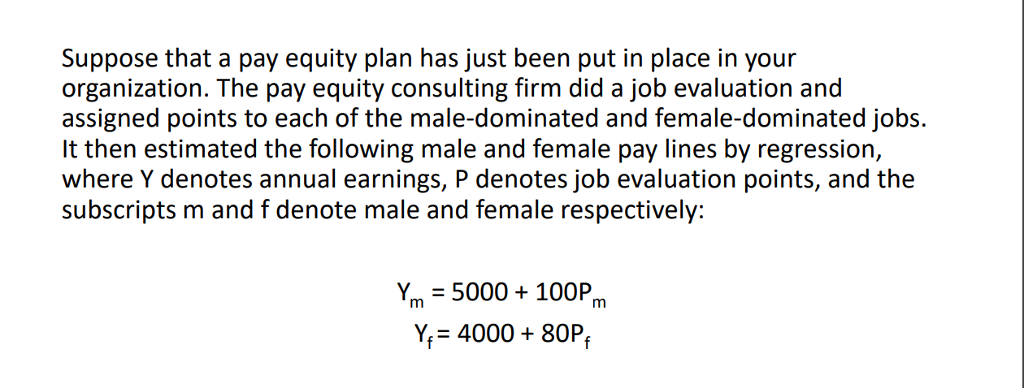 Solved Suppose that a pay equity plan has just been put in | Chegg.com