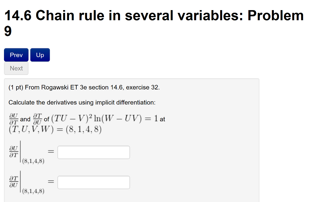 Solved 14.6 Chain rule in several variables: Problem 9 Prev | Chegg.com