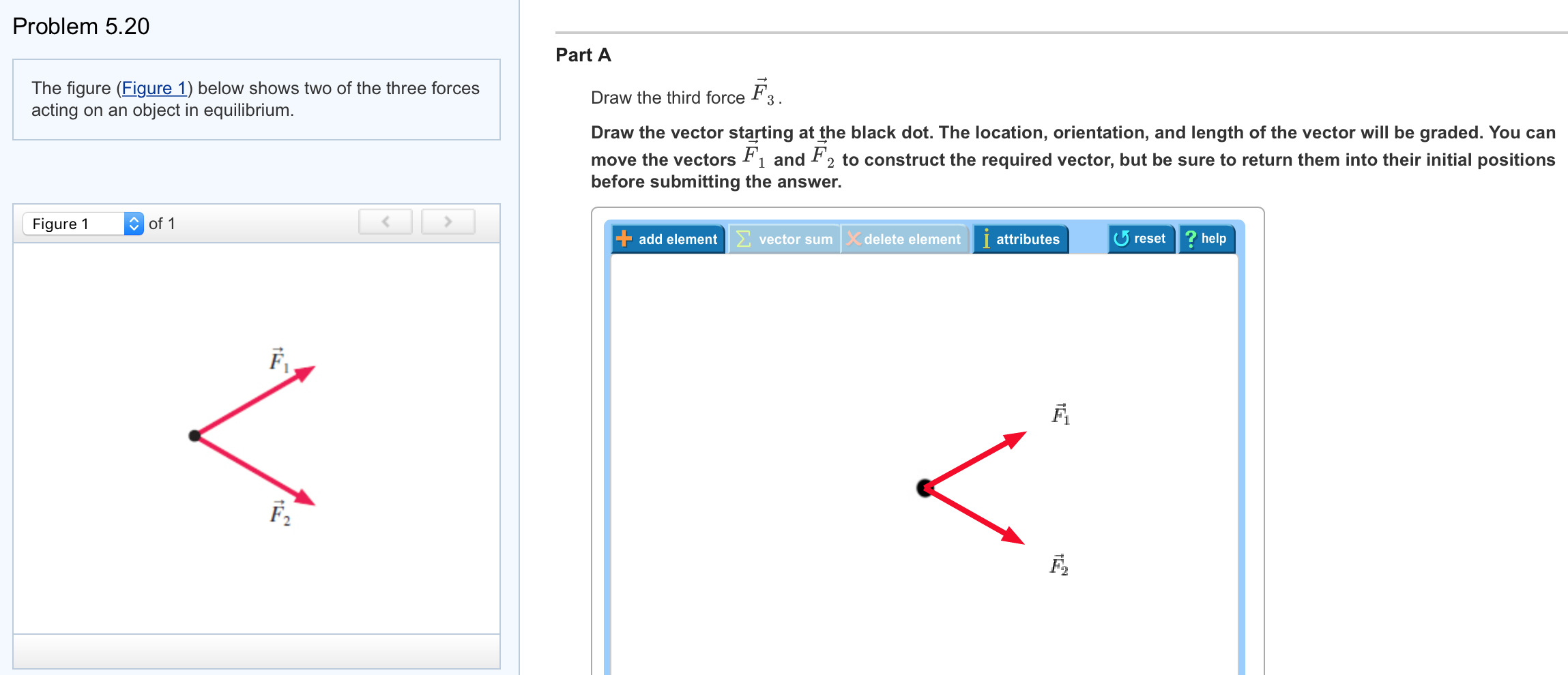 Solved Below Show Two Of The Three Forces Acting On An Chegg