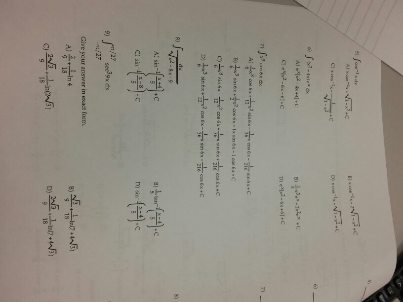 integration of 1 upon cos square x dx