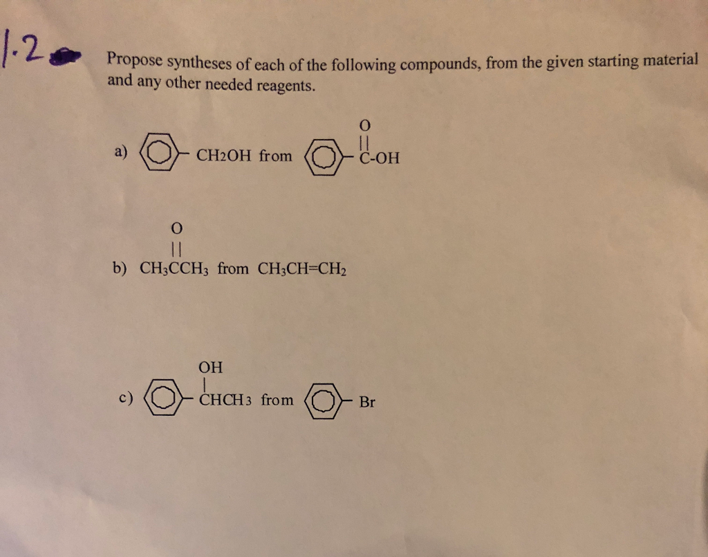 Solved Propose Syntheses Of Each Of The Following Compounds, | Chegg.com