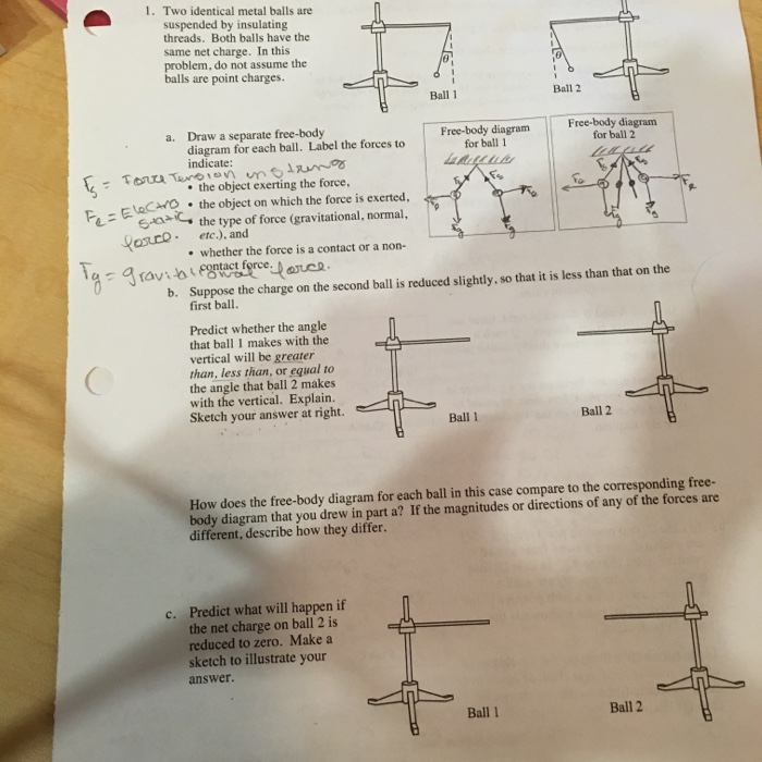 Solved Two identical metal balls are suspended by insulating