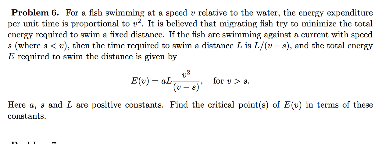 Solved For a fish swimming at a speed v relative to the | Chegg.com