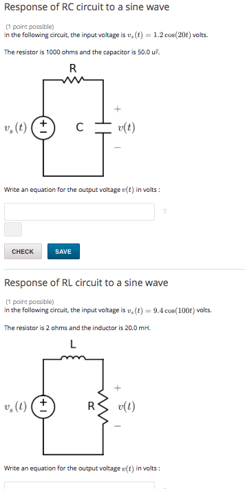 Solved Response of RC circuit to a sine wave In the | Chegg.com