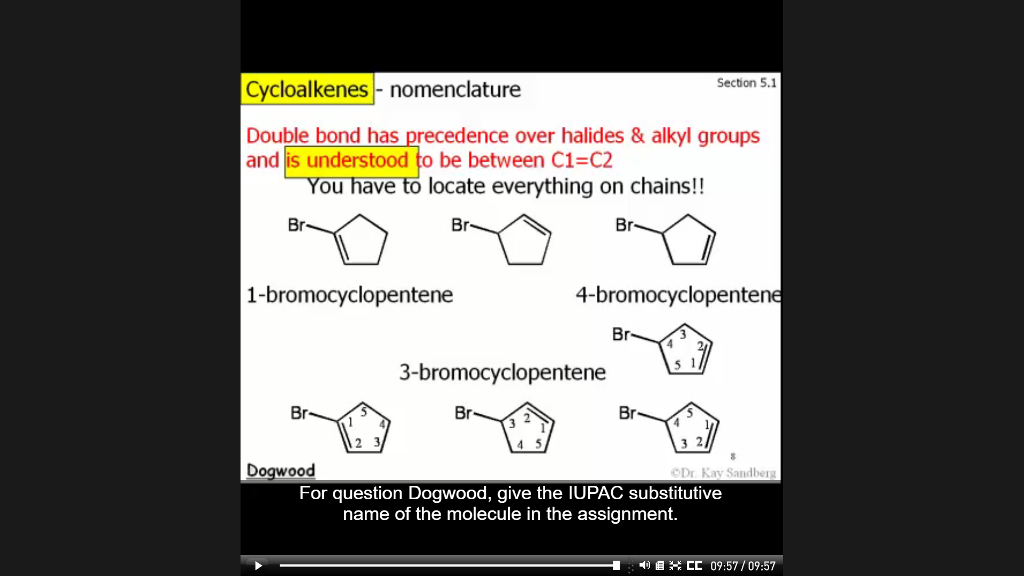 Solved Section 5.1 Cycloalkenes nomenclature Double bond has | Chegg.com