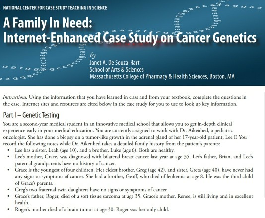 Solved NATIONAL CENTER FOR CASE STUDY TEACHING IN SCIENCE A | Chegg.com