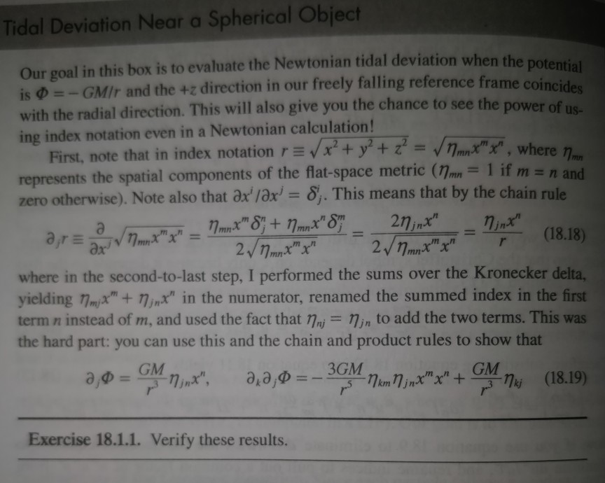 Solved Tidal Deviation Near a Spherical Object Our goal in | Chegg.com