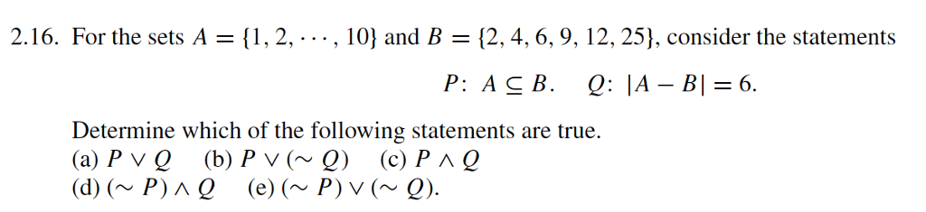 Solved 2.16. For the sets A = { 1 , 2, . . . , 10) and B = | Chegg.com