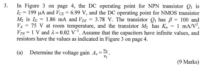 Solved 3. In Figure 3 on page 4, the DC operating point for | Chegg.com