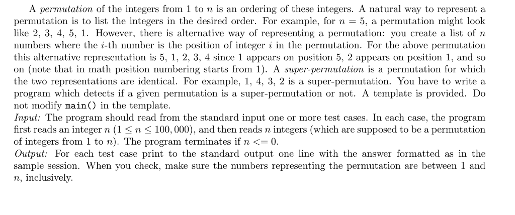 Solved A permutation of the integers from 1 to n is an | Chegg.com