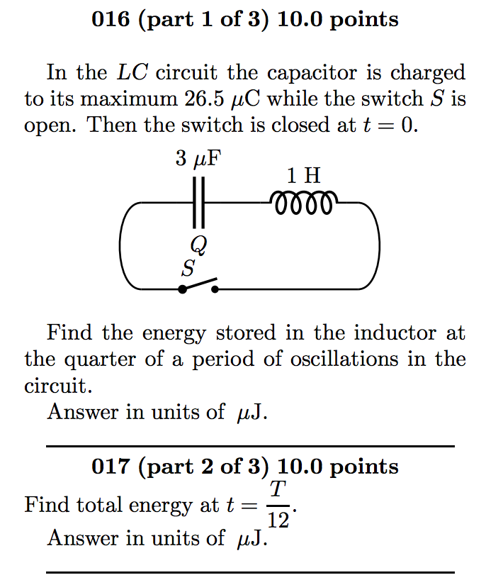 Solved In the LC circuit the capacitor is charged to its