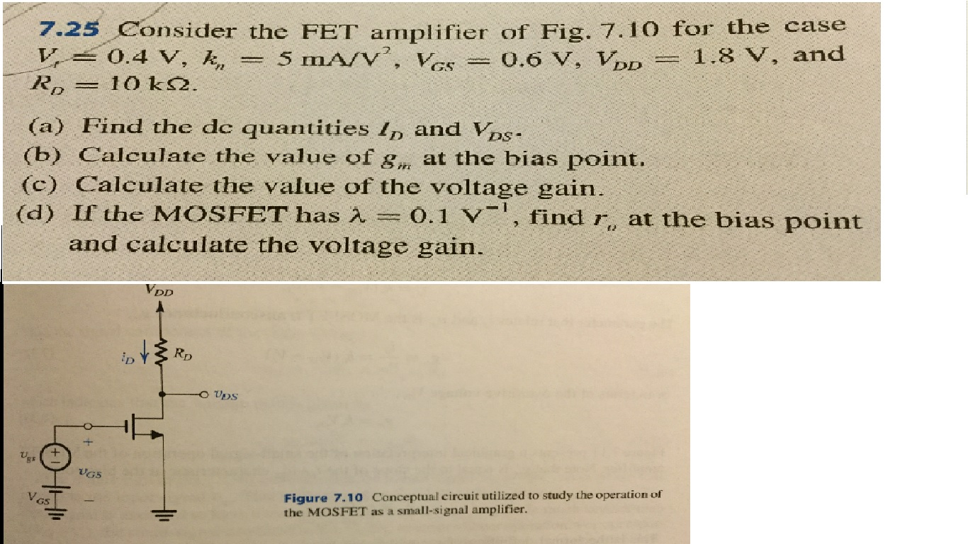 Solved Consider The Fet Amplifier Of Fig 7 10 For The Case