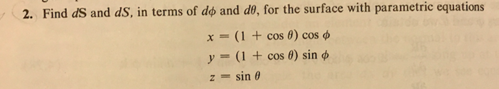 Solved Find dS and dS, in terms of d phi and d theta, for | Chegg.com