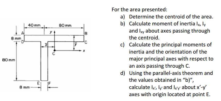 Solved For the area presented: a) Determine the centroid | Chegg.com