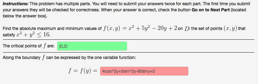 Solved Instructions: This problem has multiple parts. You | Chegg.com