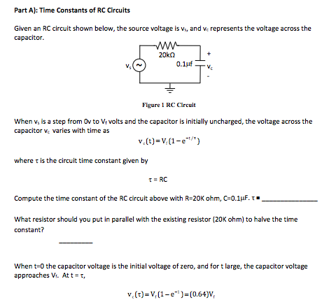 Part A): Time Constants of RC Circuits Given an RC | Chegg.com