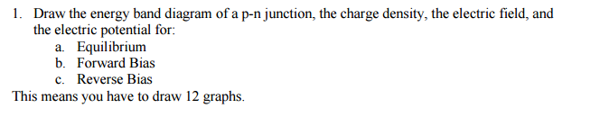 Solved 1. Draw the energy band diagram of a p-n junction, | Chegg.com