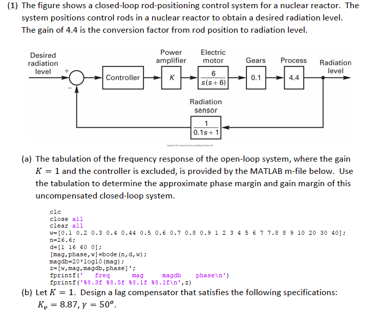 Solved (1) The figure shows a closed-loop rod-positioning | Chegg.com