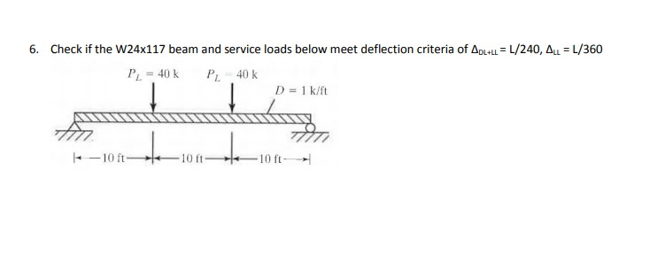 Solved L/240, Au L/360 6. Check If The W24x117 Beam And | Chegg.com