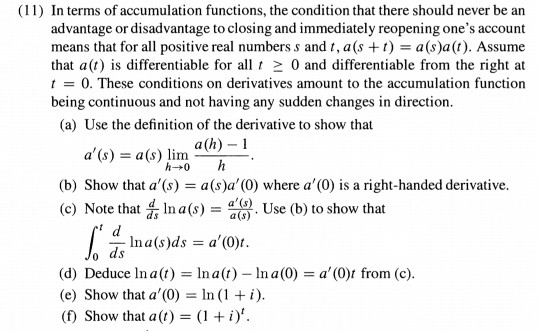 Solved (11) In terms of accumulation functions, the | Chegg.com