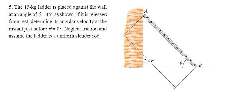 Solved 5. The 15-kg Ladder Is Placed Against The Wall At An | Chegg.com