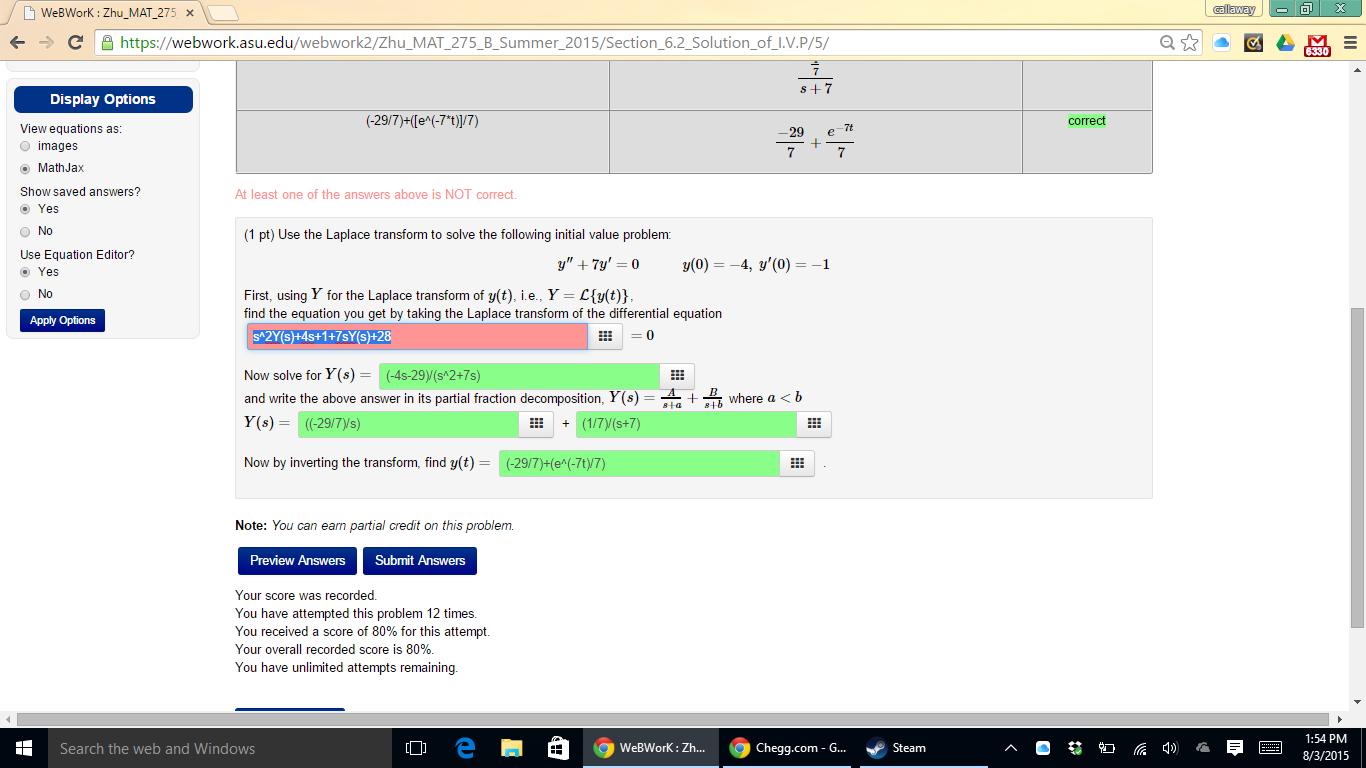 Solved WeBWorK: ZhuMAT275 - - ←うC | Chegg.com